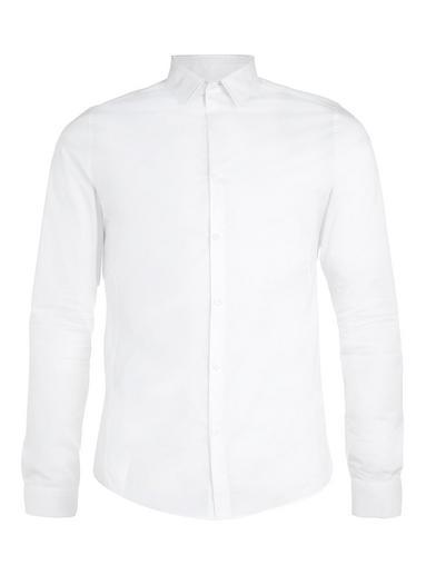 Topman Mens White Stretch Skinny Fit Long Sleeve Shirt