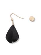Topman Mens Gold Look And Black Feather Drop Earrings*