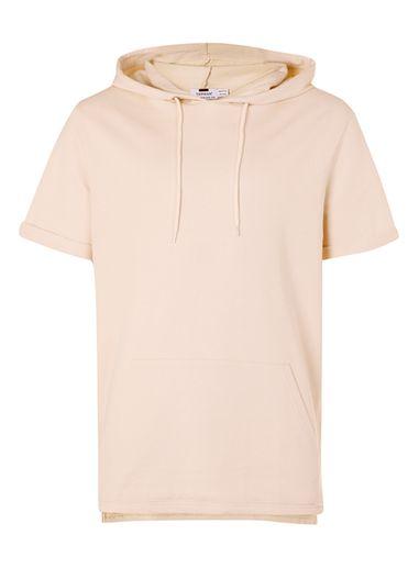 Topman Mens Beige Stone Short Sleeve Oversized Hoodie