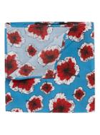 Topman Mens Blue And Red Floral Print Cotton Pocket Square