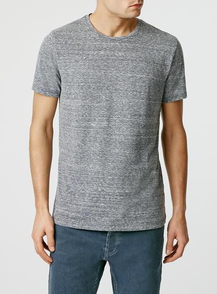 Topman Mens Blue Navy Muscle Fit Slub T-shirt