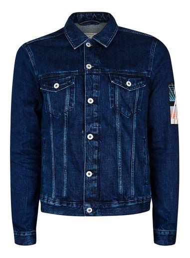 Topman Mens Blue Back Patch Denim Jacket