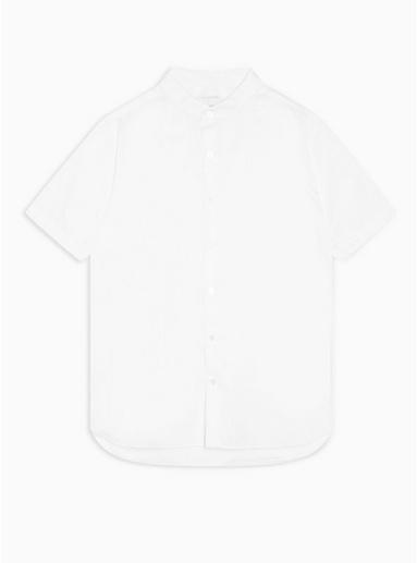 Topman Mens Premium White Stand Collar Slim Shirt With Egyptian Cotton