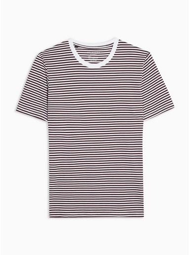 Selected Homme Mens Purple Selected Homme Navy And White Perfect Stripe T-shirt