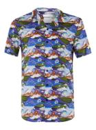Topman Mens Blue Premium Liberty Wonderland Print Dress Shirt