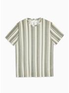 Topman Mens Khaki Stripe Knitted T-shirt