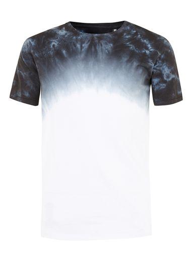 Topman Mens Globe Blue And White Dip Dye T-shirt*