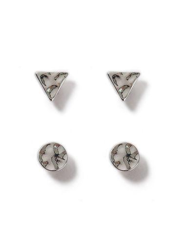 Topman Mens Silver Look Beaten Stud Earrings Pack*