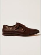 Topman Mens Brown Leather Blinder Monk Shoes