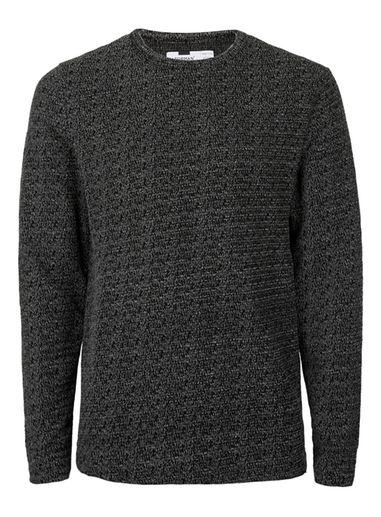 Topman Mens Black And White Textured Slim Fit Long Sleeve T-shirt