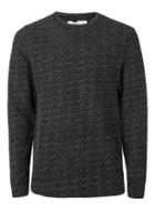 Topman Mens Black And White Textured Slim Fit Long Sleeve T-shirt