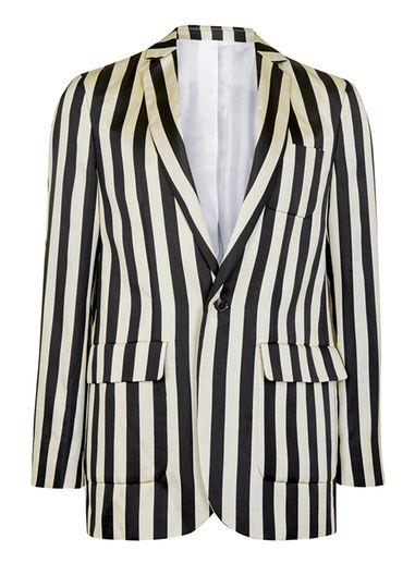 Topman Mens Multi Topman Design Monochrome Stripe Blazer