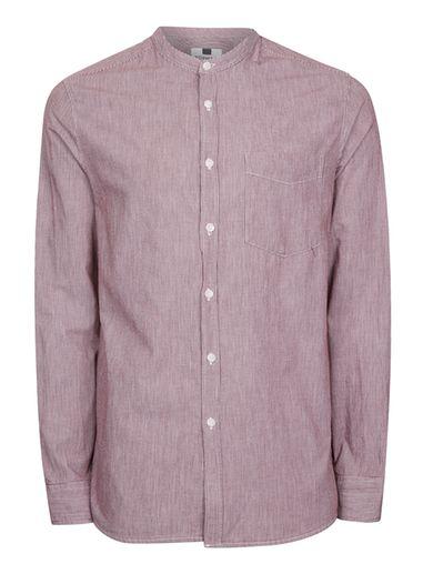 Topman Mens Red Bleached Burgundy Stripe Shirt