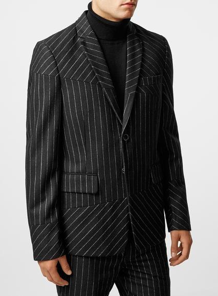Topman Mens Rogues Of London Black Pinstripe Blazer