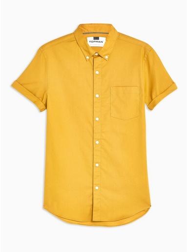 Topman Mens Yellow Mustard And White Stretch Skinny Oxford Shirt