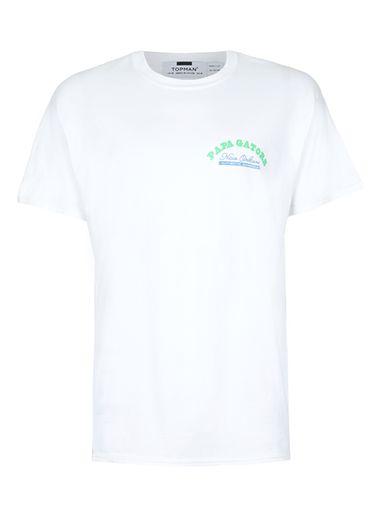 Topman Mens White Gator Print Oversized T-shirt