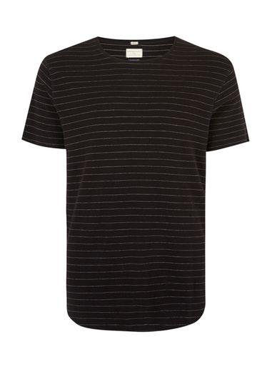 Topman Mens Selected Homme Black And White Fine Stripe T-shirt