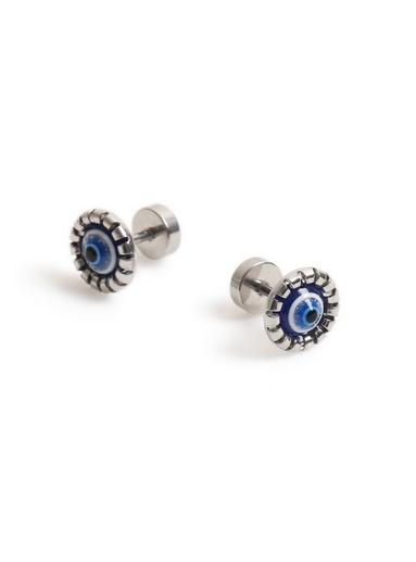 Topman Mens Blue Silver Eye Tunnel Earrings