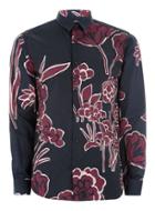 Topman Mens Selected Homme+ Navy And Burgundy Print Shirt