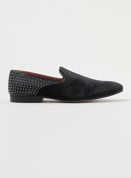 Topman Mens Black Velvet Loafers