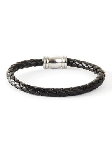 Topman Mens Black Leather Bracelet*