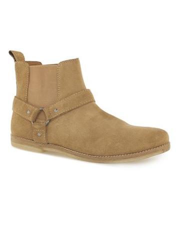 Topman Mens Yellow Sand Suede 'harness' Chelsea Boots