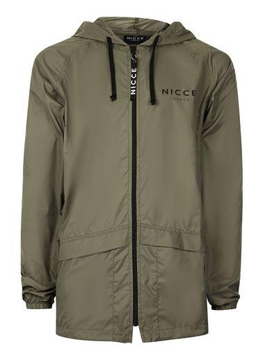 Topman Mens Green Nicce Khaki Hooded Lightweight Jacket