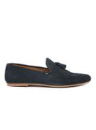 Topman Mens Blue House Of Hounds Navy Embossed Leather Tassle Loafers