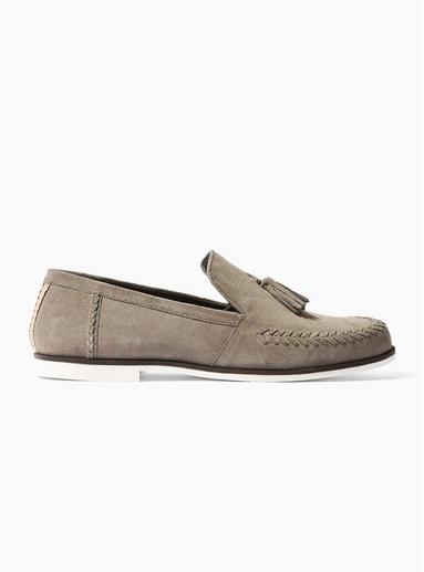 Topman Mens Grey Suede Riley Loafers