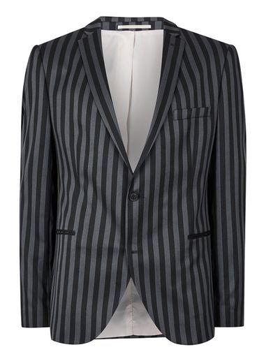 Topman Mens Blue Selected Homme Navy Bold Stripe Slim Fit Blazer