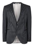 Topman Mens Blue Selected Homme Navy Bold Stripe Slim Fit Blazer