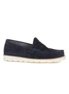 Topman Mens Blue Navy Suede Penny Loafers