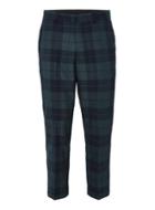 Topman Mens Navy Black Watch Relaxed Cropped Pants
