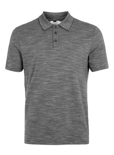 Topman Mens Grey Charcoal Spacedye Polo Neck T-shirt