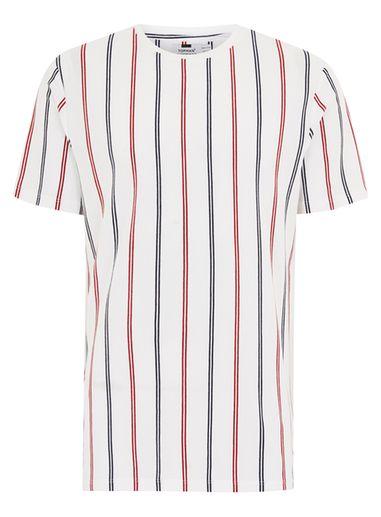 Topman Mens White Stripe Pique T-shirt