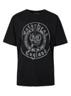 Topman Mens Washed Black Motorhead Print Oversized T-shirt