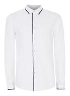 Topman Mens White And Black Piping Dress Shirt