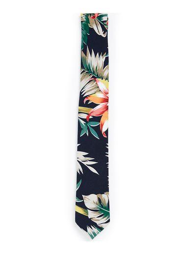 Topman Mens Blue Navy Hawaiian Print Tie