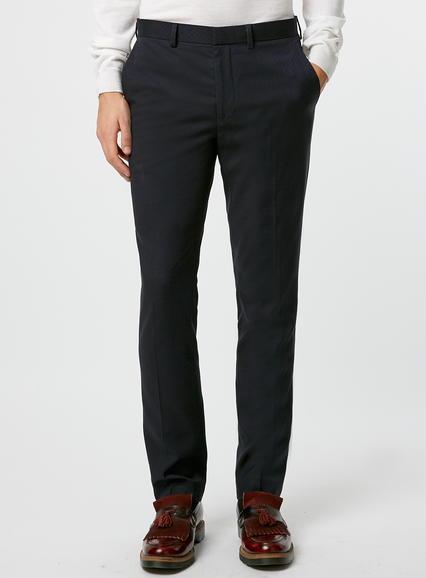 Topman Mens Blue Navy Jaquard Skinny Fit Tux Pants