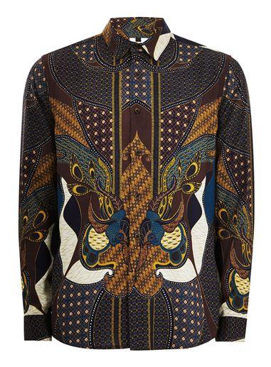 Topman Mens Burgundy Baroque Shirt