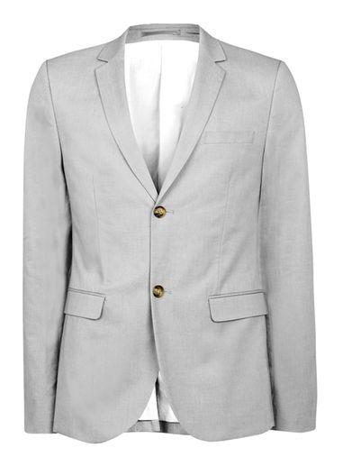Topman Mens Grey Chambray Skinny Fit Blazer