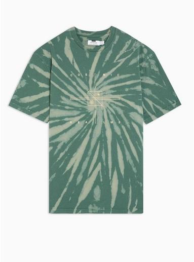 Topman Mens Green Oversized Tie Dye T-shirt