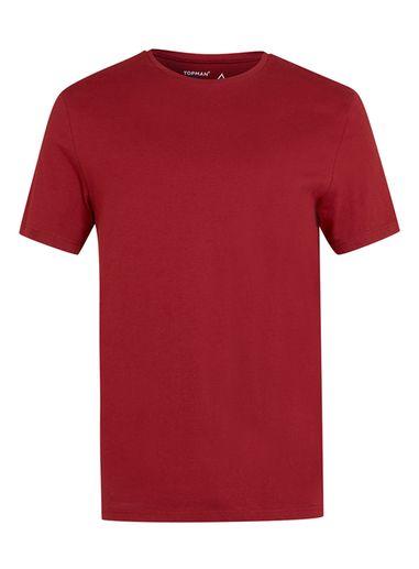 Topman Mens Green Burgundy Jersey T-shirt