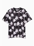 Topman Mens Black Tech Palm Print T-shirt