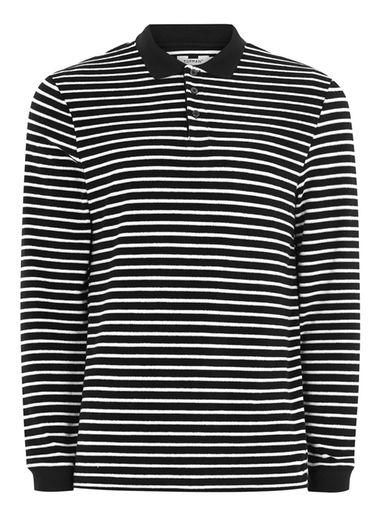 Topman Mens Black Stripe Towelling Polo