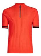 Topman Mens Orange Zip Neck Knitted T-shirt