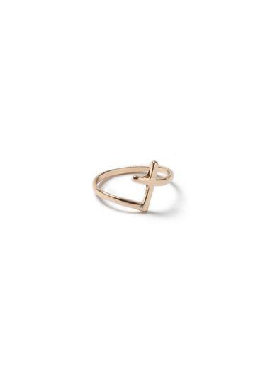 Topman Mens Gold Look Cross Detail Ring*