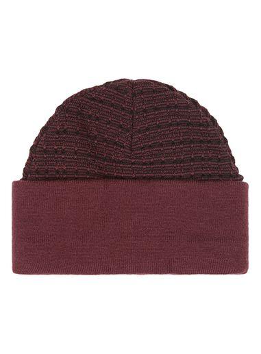Topman Mens Navy Burgundy And Black Jacquard Beanie