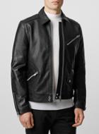 Topman Mens Black Leather Harrington Jacket