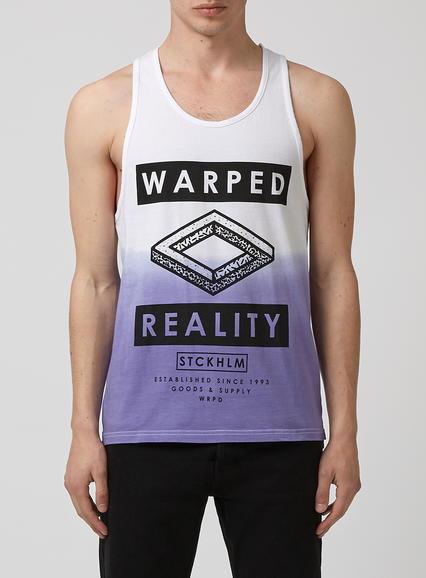 Topman Mens White Fade Warp Print Tank Top